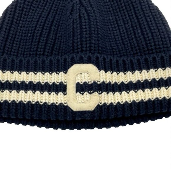 Celine Hat Cotton Navy Ivory C Logo Knit Cap Knit Hat main image 6